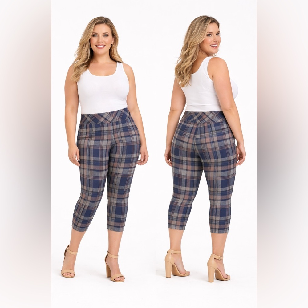 Torrid Navy Charcoal Plaid Capris